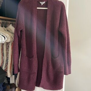 Women's Burgundy Open-Front Sweater